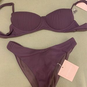 Kittenish Swim key largo pleated plum bikini